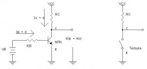 transistor sebagai saklar,saklar transistor,saklar transistor posisi terbuka,transistor kondisi cut off